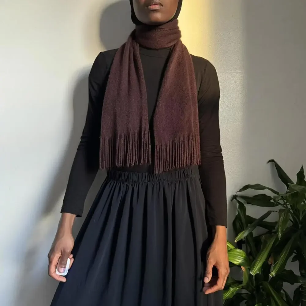 Vintage‎ brown Fringe knit Scarf
